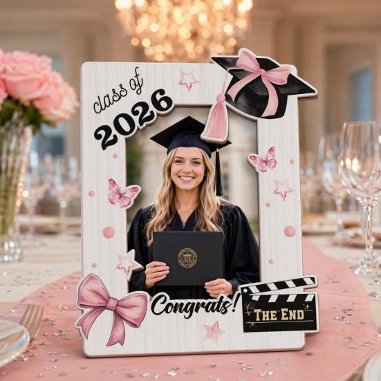 Graduation Memorial Wooden Photo Frame Class of 2026 Solid Wood