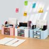 Desk Organizer With 2 Drawer, Plastic Desktop Pen Pencil Card Holder Storage Box For Desk Office Supplies Vanity Table Office