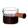 Exquisite Wooden Handle Espresso Glass Measuring Cup