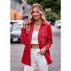 Women S Loose Fit Long Sleeve Shirt With Double Pockets Casual Fashion