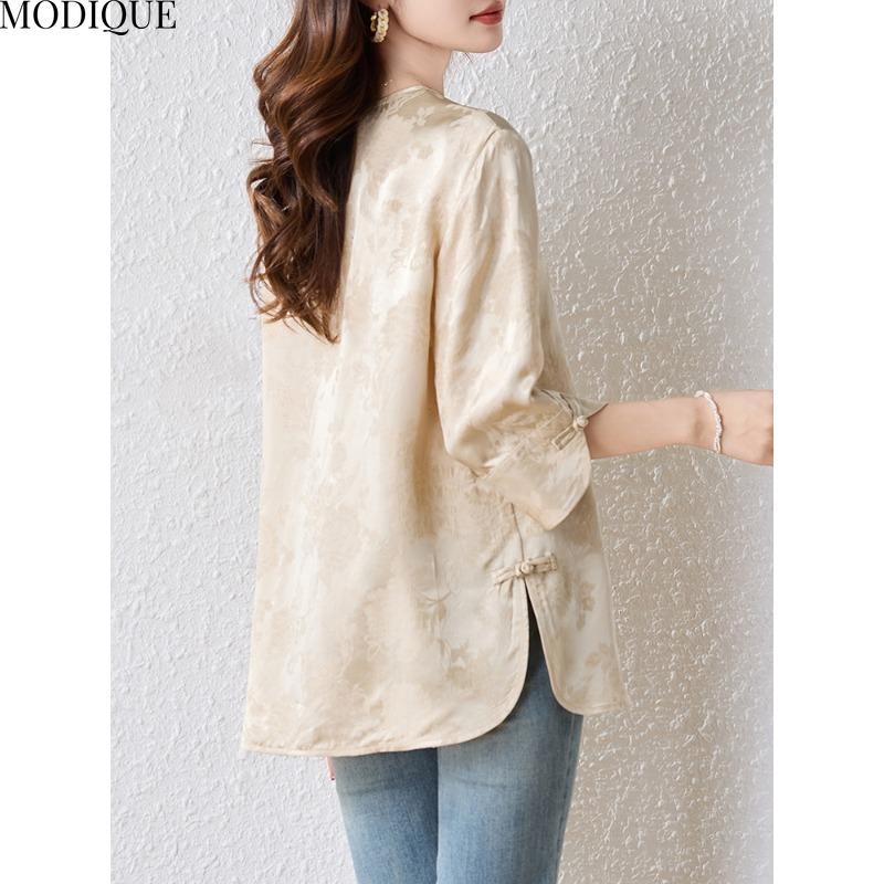 MODIQUE Spring Summer Plus Size New Women Loose Vintage Solid Basic Blouse Shirts Female Casual Slimmer Short Sleeve V-Neck Top