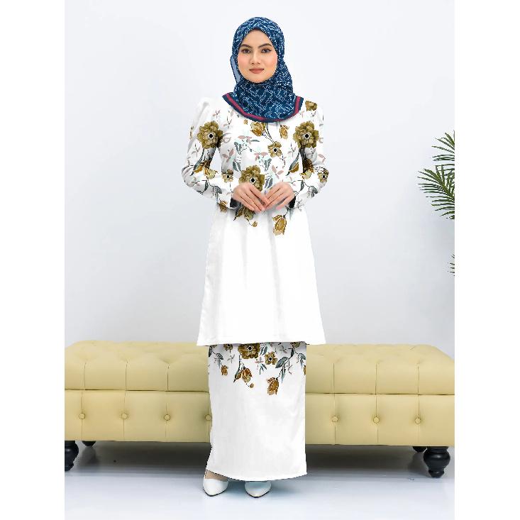 

2025 новый цветочный принт с рисунком из высококачественной ткани Курунг Паханг женский мусульманский костюм удобный дышащий элегантный милая серия топов Курунг Паханг 4XL красный