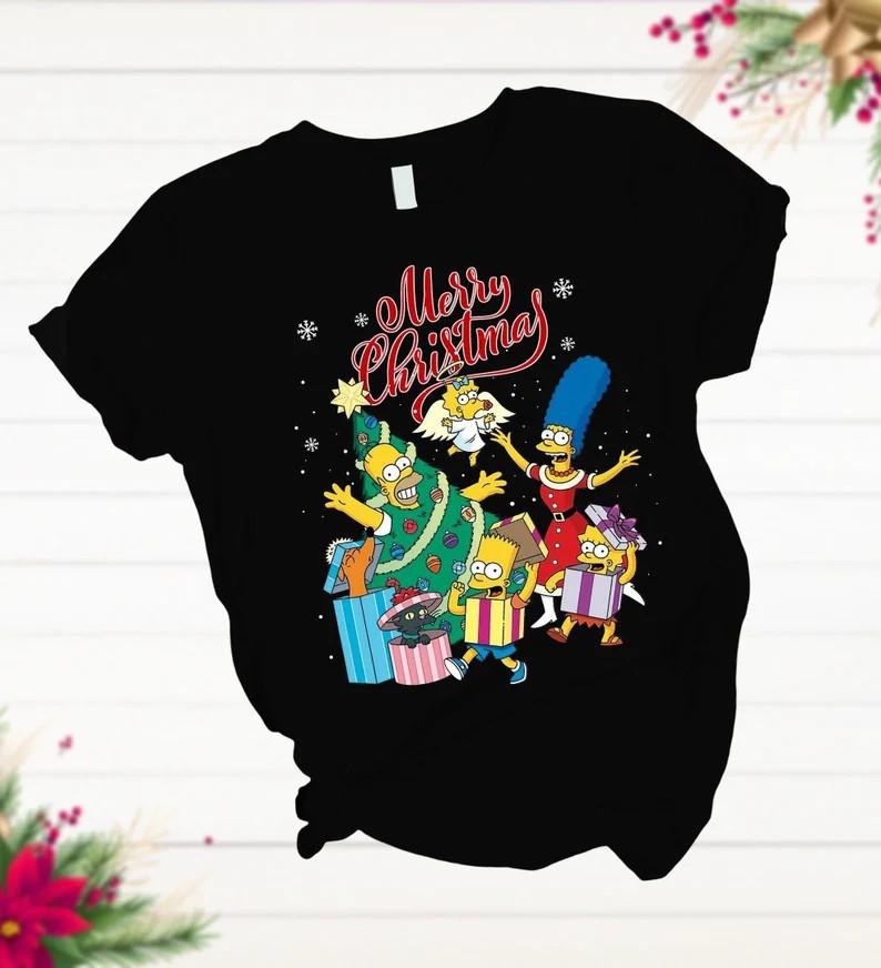 Рождественская пижама семьи Симпсонов, Смешная футболка Барт Симпсон SG197 Унисекс XXL
