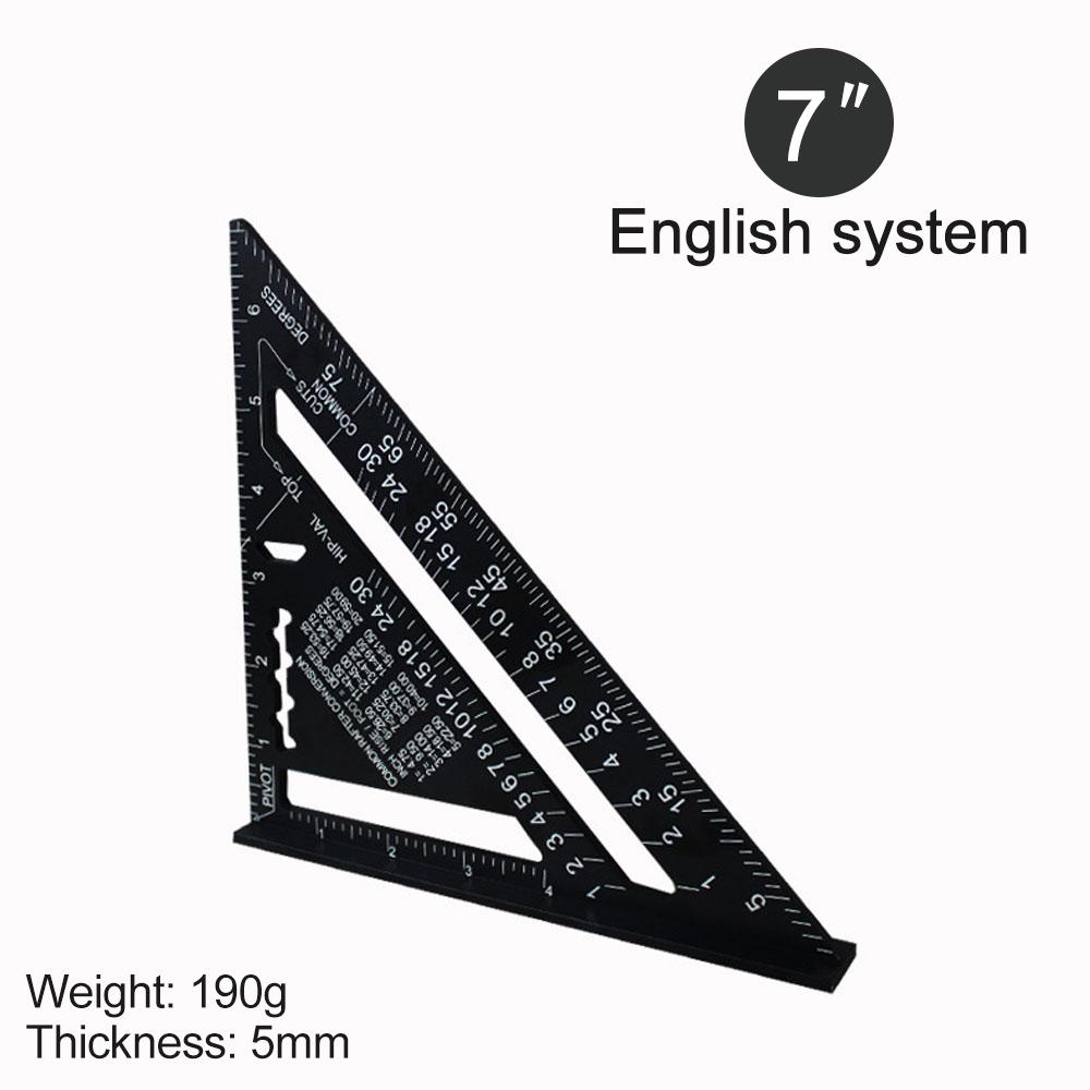 7Inch Metric Aluminum Alloy Triangle Ruler Triangle Ruler Triangular Protractor Square Measurement Woodworking Tools