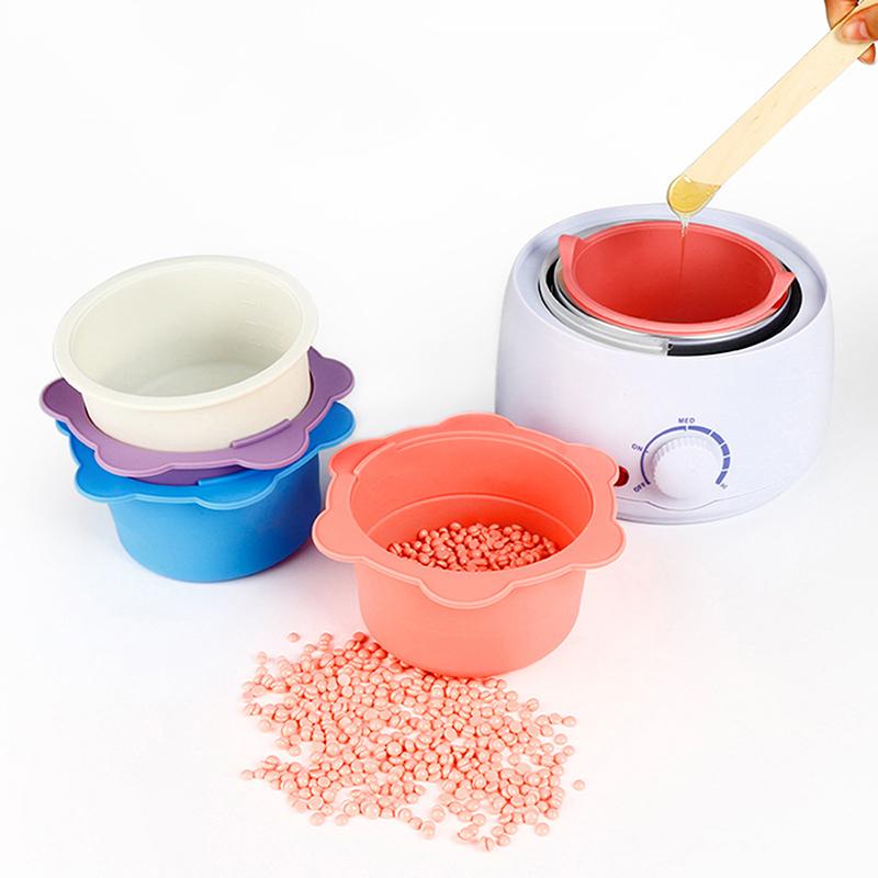 Wax Warmer Heat-Resisting Replacement Silicone Bowls Hair Removal Wax With Stirring Stick Non-Stick Pan Hair Removal Beauty