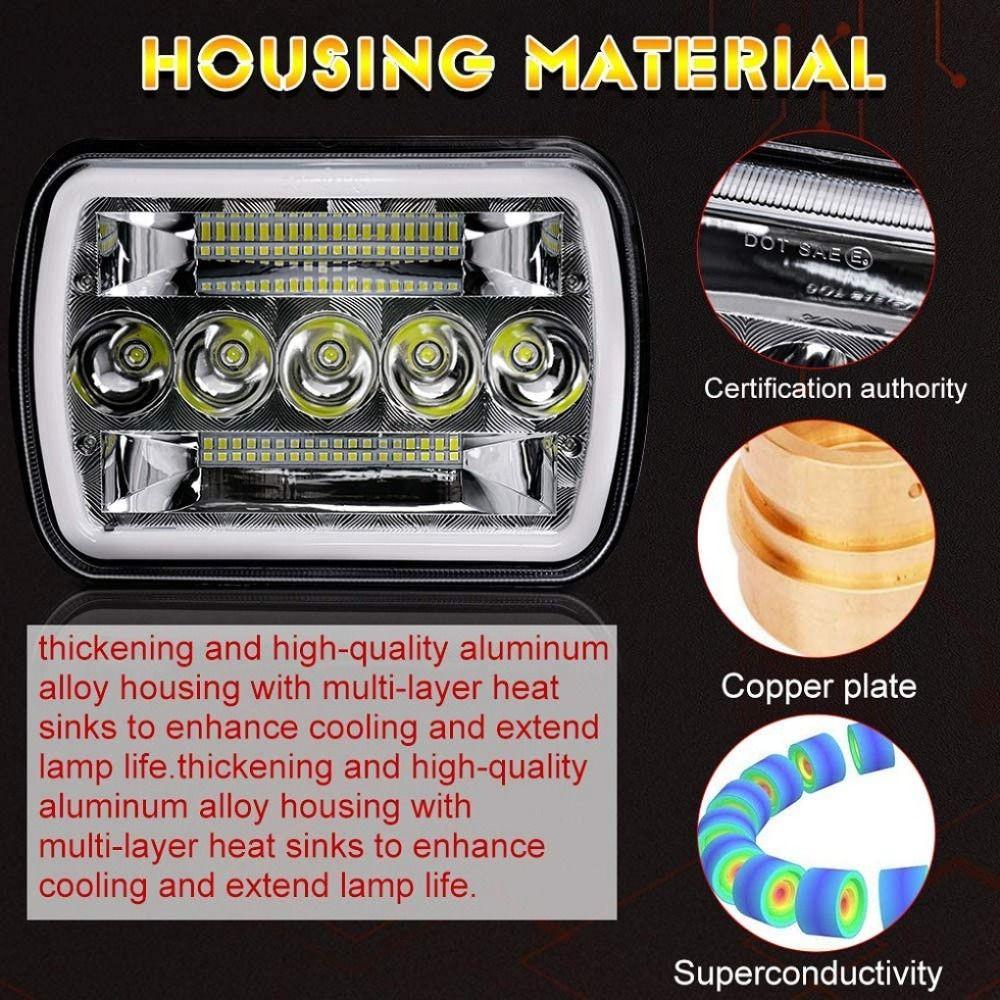 Square Design Led Headlights Amber DRL Headlight Assembly Automotive Headlamp  Car Modification