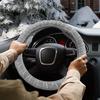 12V Heated Steering Wheel Cover Warm Car Steering Wheel Wrap Winter Plush Anti-Slip Warm Vehicle Interior For SUV Sedan