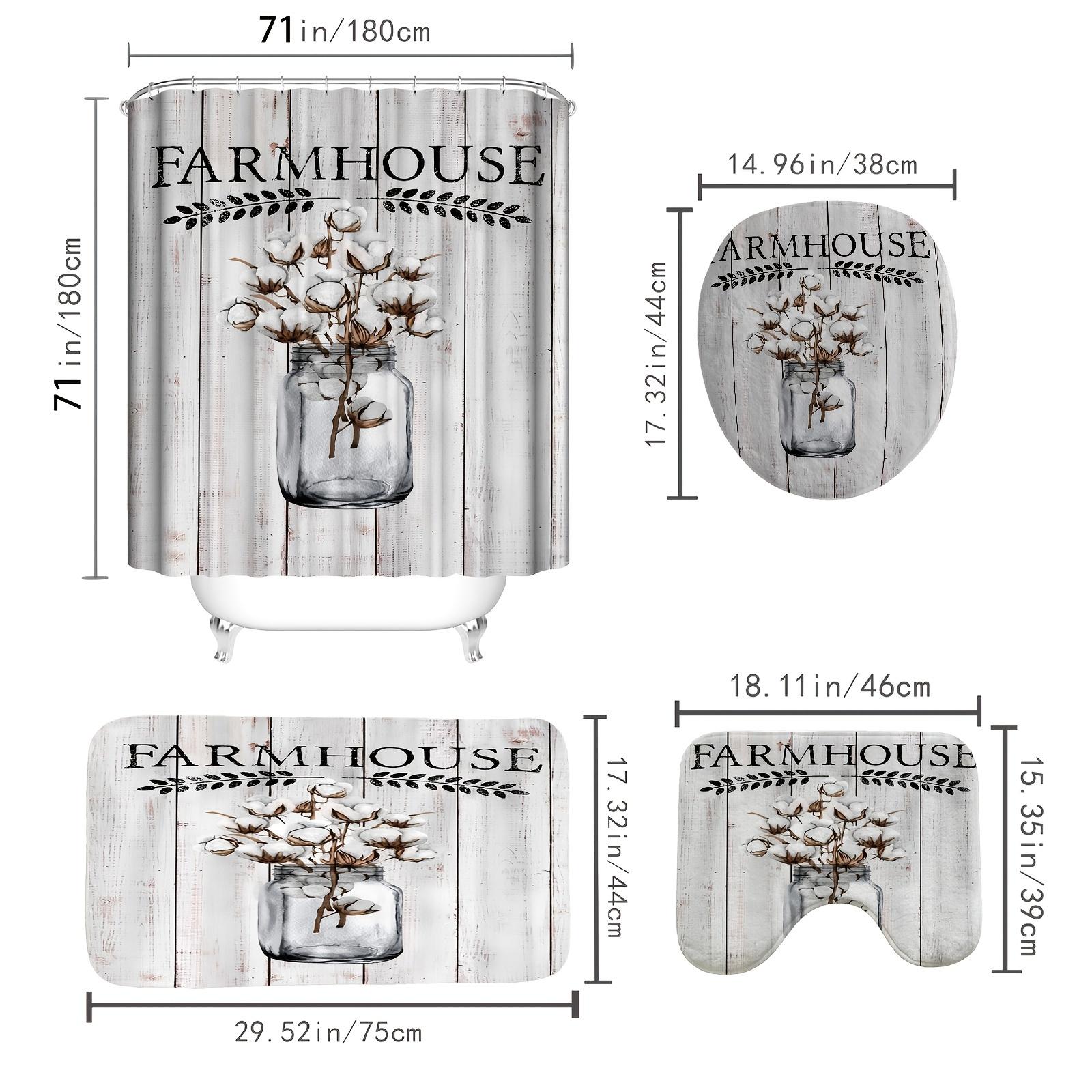

4 шт., роскошные комплекты занавесок для душа с цветочным узором в деревенском стиле, водонепроницаемые для ванной комнаты, нескользящие коврики для ванной комнаты, крышка для унитаза, коврик для ванной, набор для ванной комнаты 4Pcs