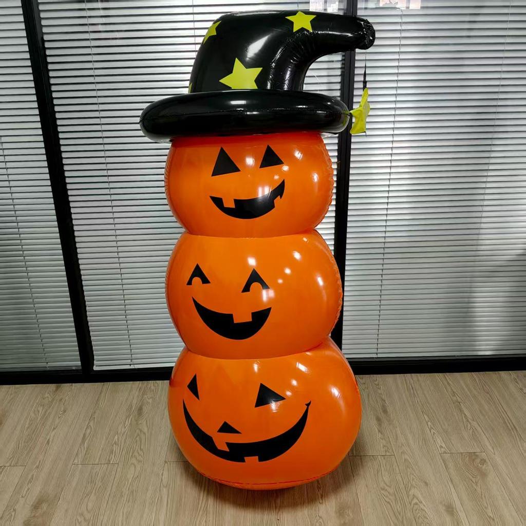 Inflatable Pumpkin Ghost Tumbler: Halloween Courtyard Decoration