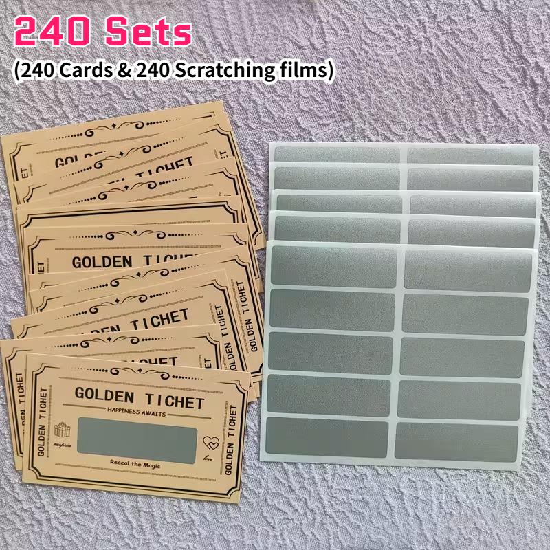 

240/300/480Pack DIY Scratch-Off Cards for Weddings Parties Decor Ized Scratch-Off Vouchers for Coupons Discounts Lottery Tickets