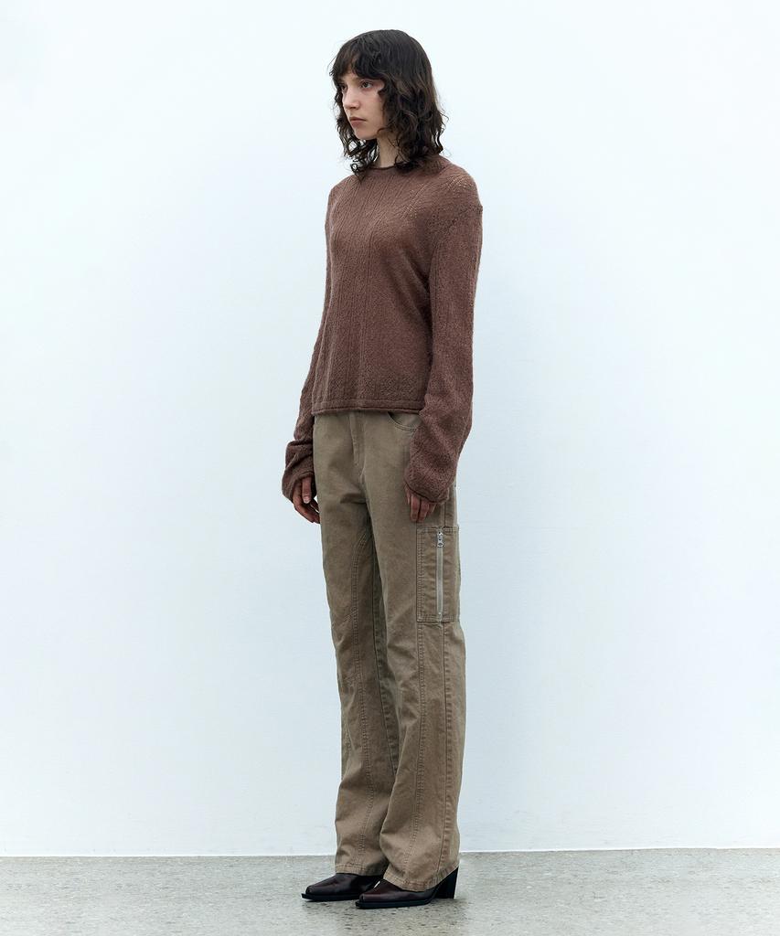 Insilence Woman Washed Bootcut Pants Ash Beige
