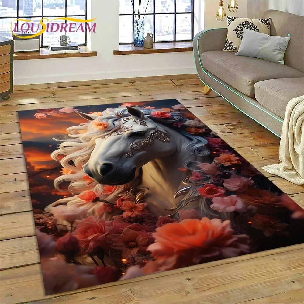 3D Cute Dream Unicorn Cartoon Girl Carpet Rug for Bedroom Living Room Home Sofa Decoration,Children Game Large Decor Floor Mat
