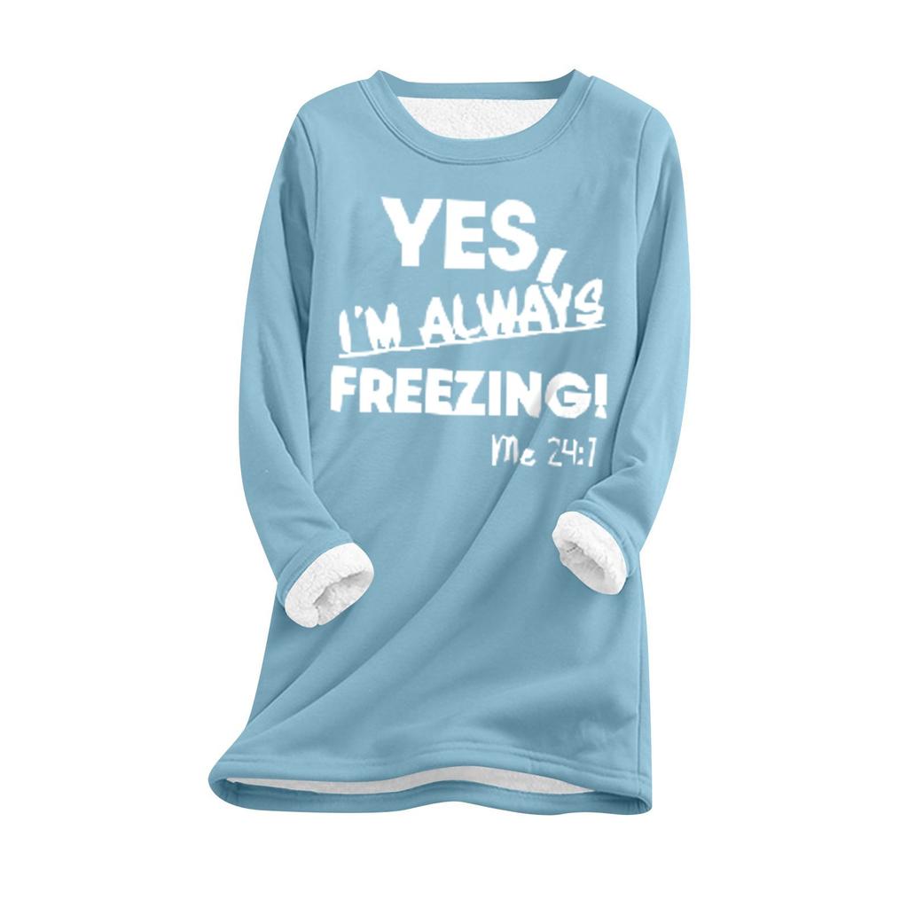 Women's  And Winter Large Size Loose Printed Top Thickened And Lamb's Wool Warm And Fitted Bottom Shirt