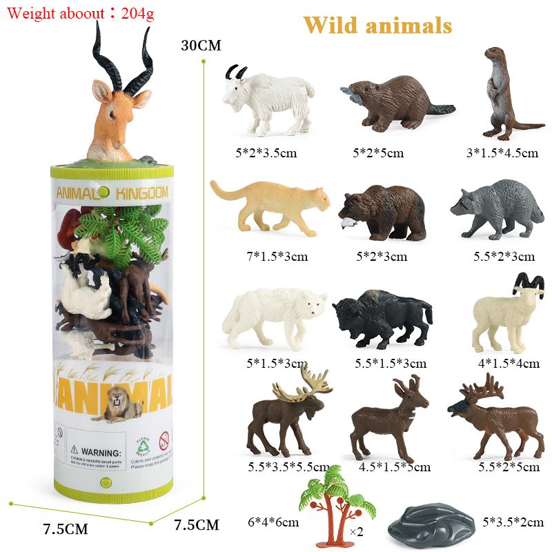 Oenux Zoo Animals Model Lion Shark Bee T-REX Penguin Cow Horse Hen Action Figures Cute Education Miniature Playset Kid Toy Gift