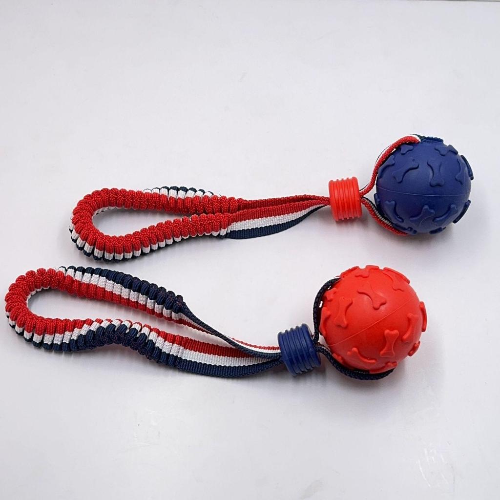 Grenseoverskridende kjæledyrleketøy: Elastisk tau-rugbyball for hundetrening, bittsikker og slitesterk.