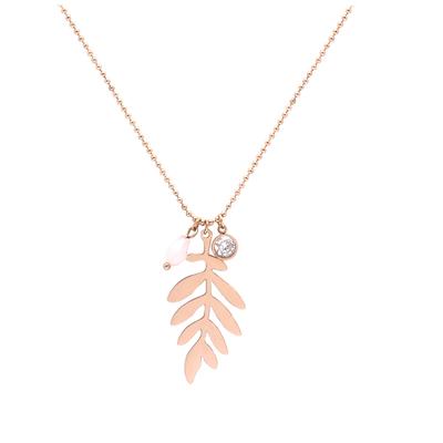[Q2573] - Colar de designer em aço 'Jungle' em ouro rosa - 50 cm - 30x14 mm