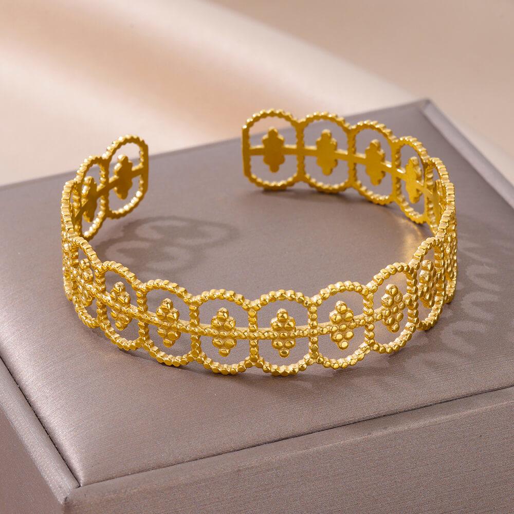 316L Stainless Steel Bangles For Women Vintage Punk Open Wide Bangle Bracelets Exquisite Wedding Jewelry Gift