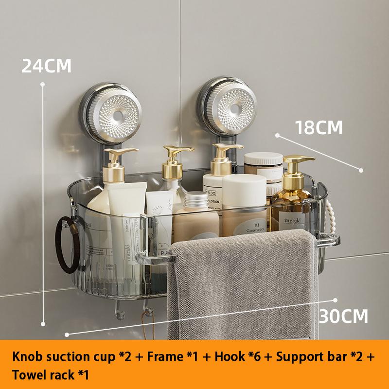 1PC Suction Cup Washbasin Storage Rack Self-Adhesive Bathroom Organizer No Drilling Required Punch-Free Installation