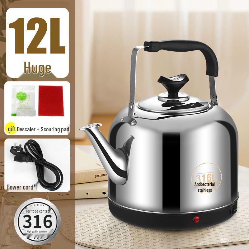 316 Stainless Steel Electric Kettle, Extra Thick, Auto Shut-Off for Boiling Water, Ideal for Elderly Use