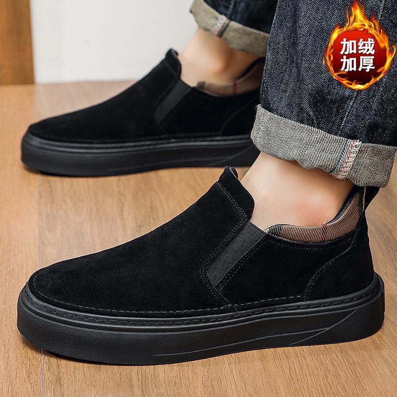 Shoes winter new black chef board shoes velvet warm casual sports cotton shoes