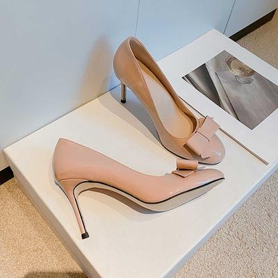 Spring and Summer French Style Skirt, Light Mouth Stiletto Single Shoes, Niche Temperament Bow Women's High Heels