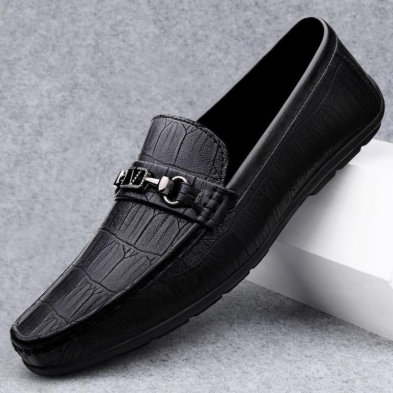 Men s Summer Slip-On Leather Loafers: Casual British-Style Large and Small Sizes 37