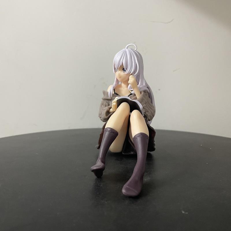 10cm The Journey Of Elaina Elaina Sitting Reading Anime Girl Figure Model Statue Boys Collection Desktop Decoration Ornament Toy