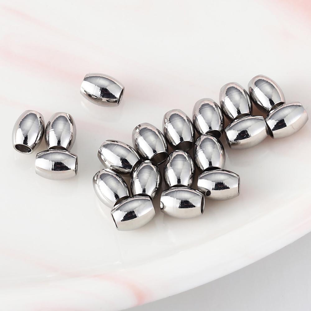 

10-40pcs Stainless Steel Long Oval Cylinder Spacer Beads Charm Loose Bead for DIY Leather Bracelets Necklace Jewelry Making 20pcs 4x5xhole2mm