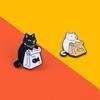 1pcs Cute Black White Cat Brooch Cartoon Animal Lapel Pin Jewelry Gifts Badge Clothes Backpack Accessories