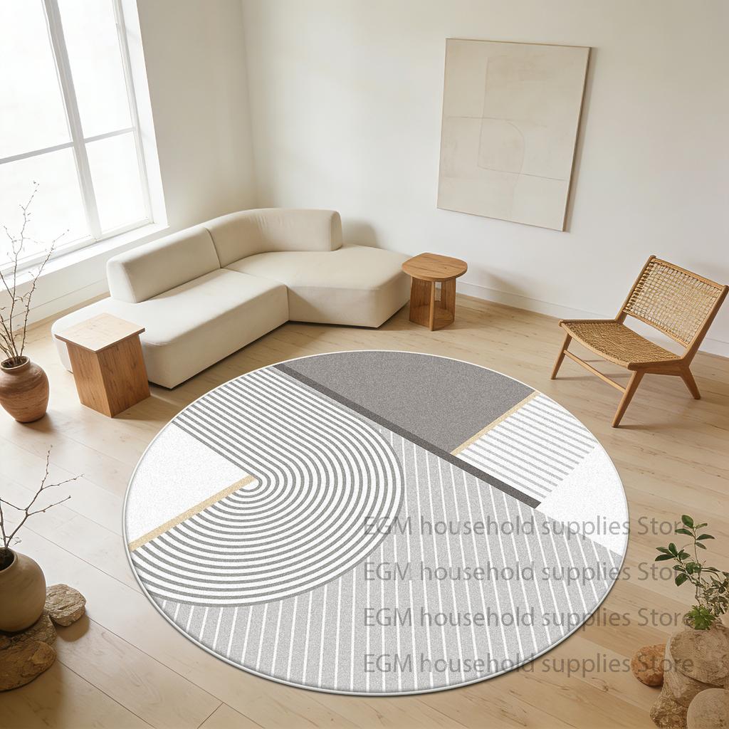 Modern Style Rugs Minimalist Living Room Decoration Bedroom Round Soft Carpet Anti-slip Bedside Lounge Washable Floor Mat Study
