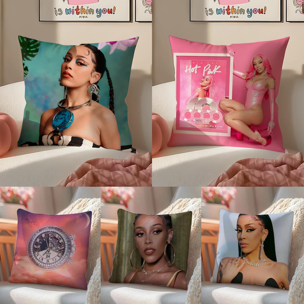 American Pop Rapper Singer Star DDoja Cat Cushion Cover Pillowcase Short Plush Invisible zipper Room Sofa Cushion Cover
