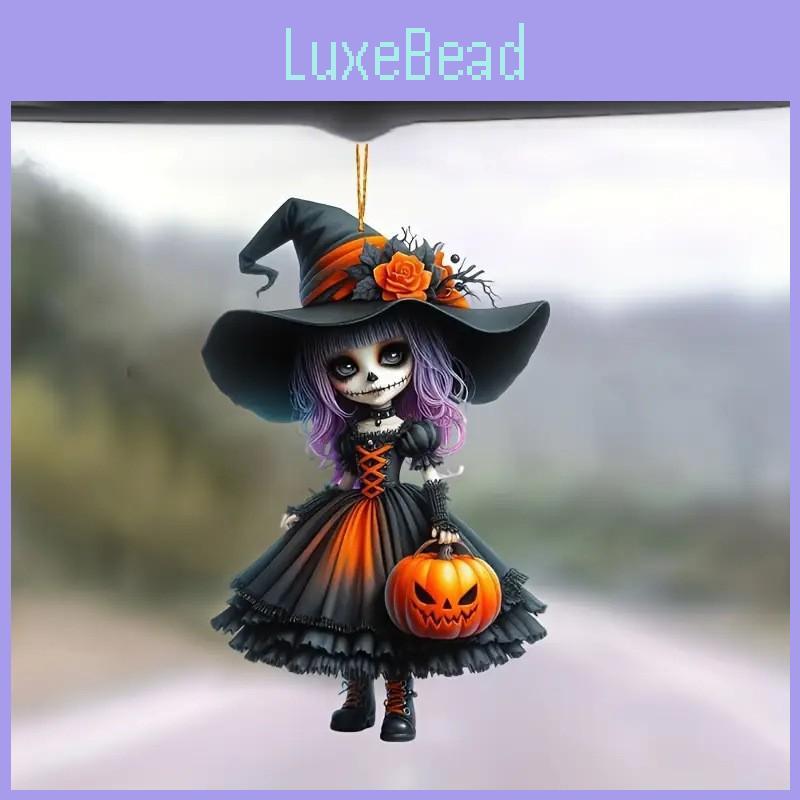 Car Interior Decor Acrylic Cute Witch Mirror Pendant Christmas Tree Ornament