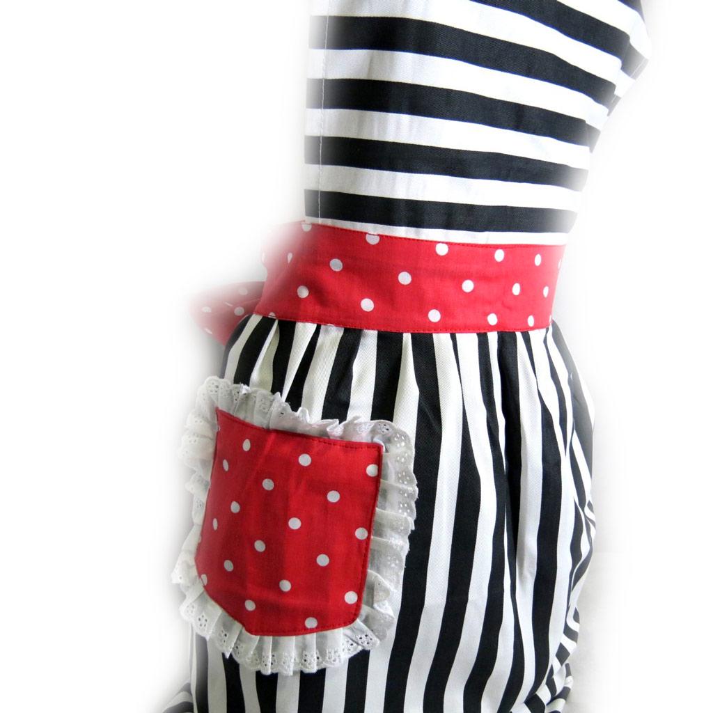 Les Trésors De Lily [K6093] - Zástěra pro tvůrce 'Hosteska' černá červená