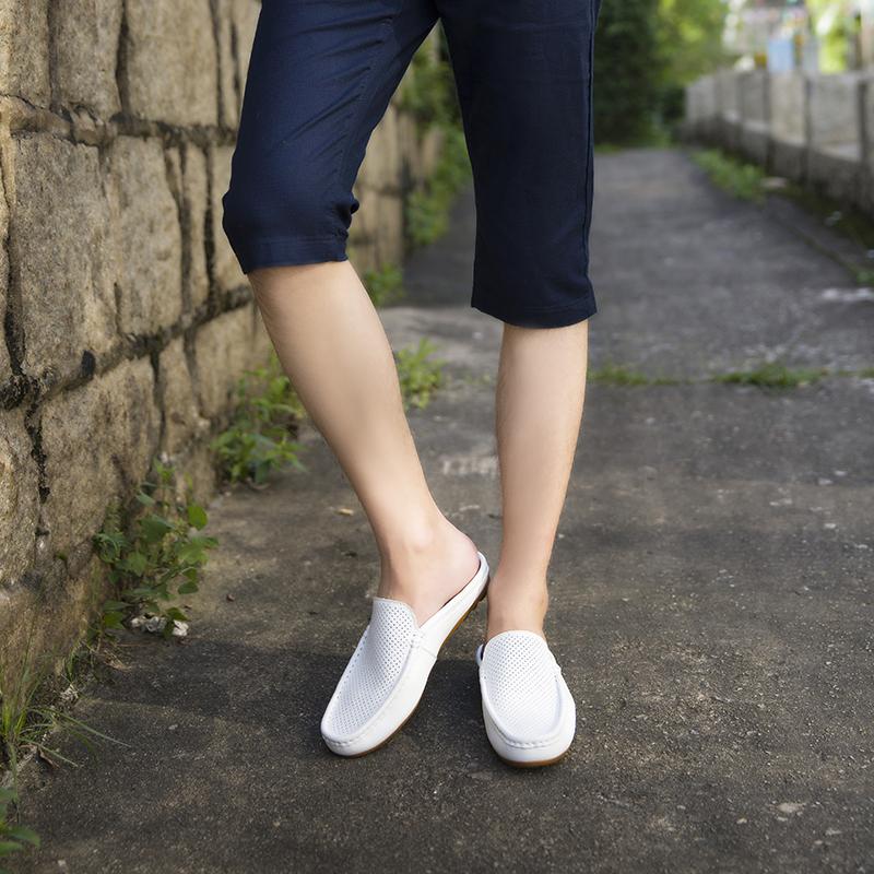 Fashion All-match Male Shoes Summer Half Slippers Loafers Flat Bottom Comfortable Soft Sole Men Casual Designer Shoes Half Slippers Men