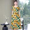 2023 Plus Size Floral Summer Cotton Dress for Middle-Aged Women