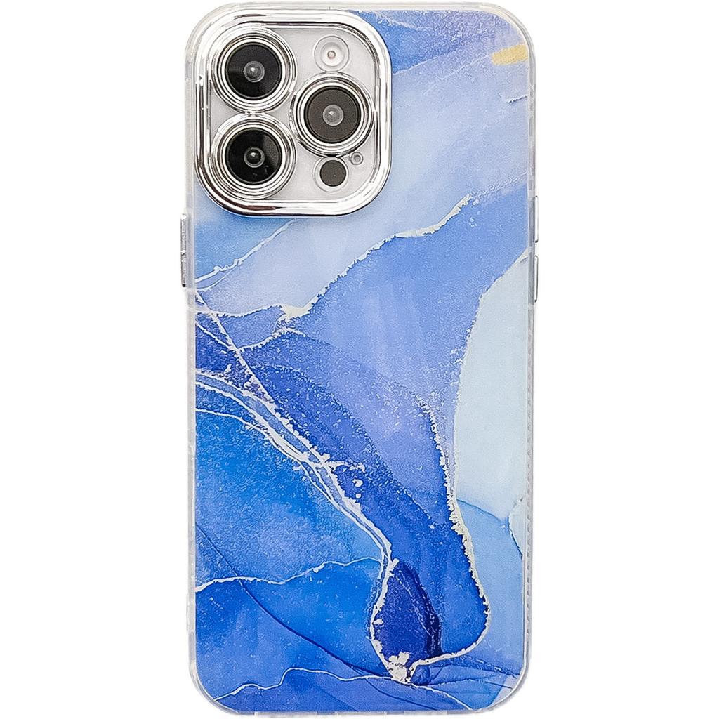 This Is A Fashionable and Light Luxury Electroplated Protective Case Suitable for IPhone16Promax with A Marble Texture