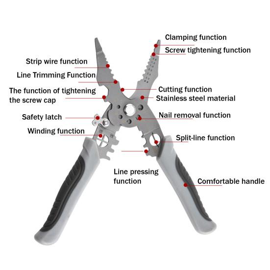 Wire Strippers Precise Stripping 0.08-1.6mm Cutting Crimping Wire Cutter Stripper 21-in-1 Foldable Multi-Function Tool