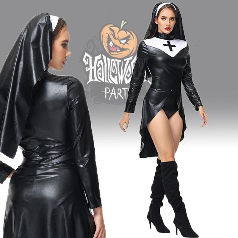 2023 New Halloween Nun Role Play Costume Sexy Nurse Cosplay Stage Performance Outfit Polyester Fabric