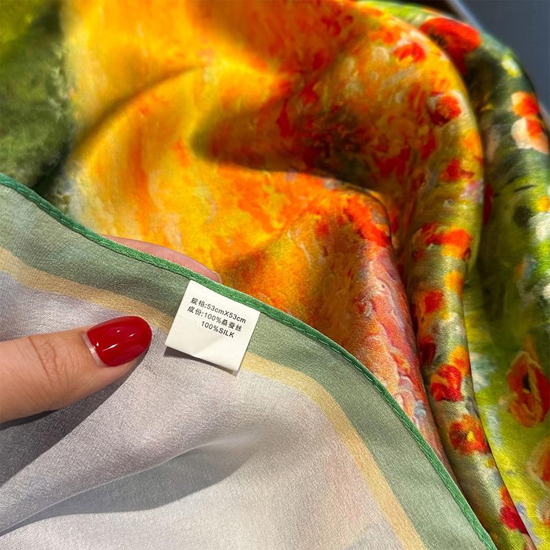 100% Seide Quadratischer Schal für Damen Echte Maulbeerseide Hijab Schals Mode Luxus Damen Stirnband Wickeltuch Halstuch Bandana Haarband