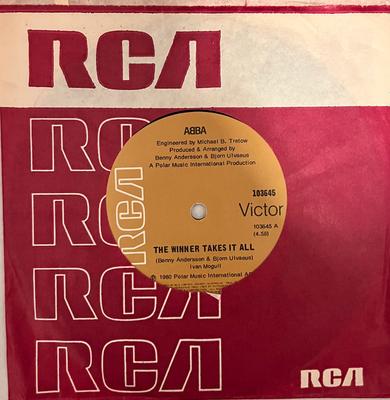 7inch Record ABBA - The Winner Takes It All / Elaine 103645 RCA Victor 1980 Australia Pop Used
