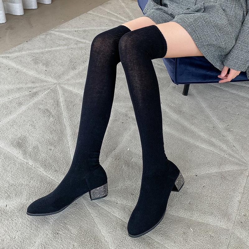 sock booties thick heel