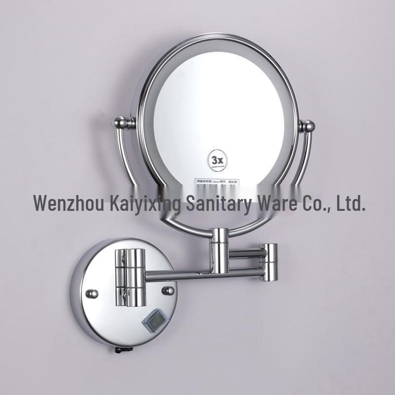 Настенное светодиодное косметическое зеркало с увеличением и выдвижным кронштейном Plug-In 3x Drilled