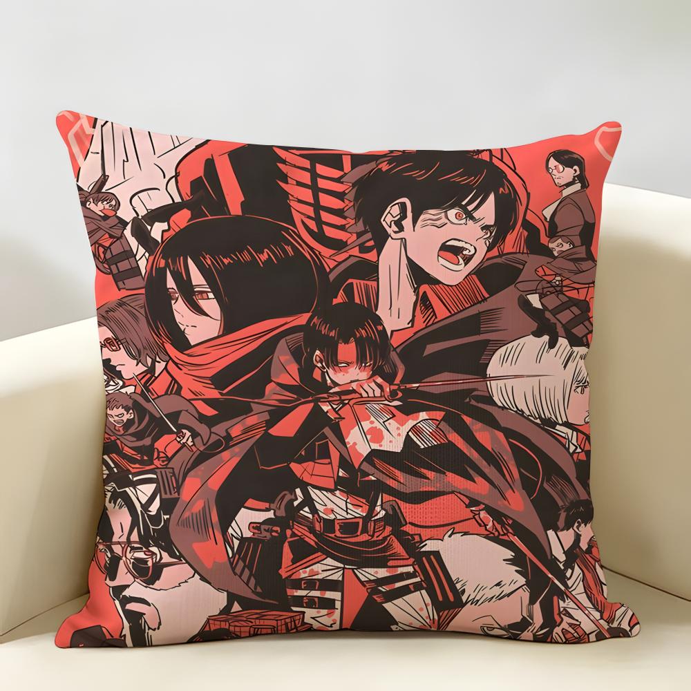Anime AAttack On Titan Cushion Cover Natural Linen Organic Fabric DoubleSided Printing Room Sofa Decor Pillow Case