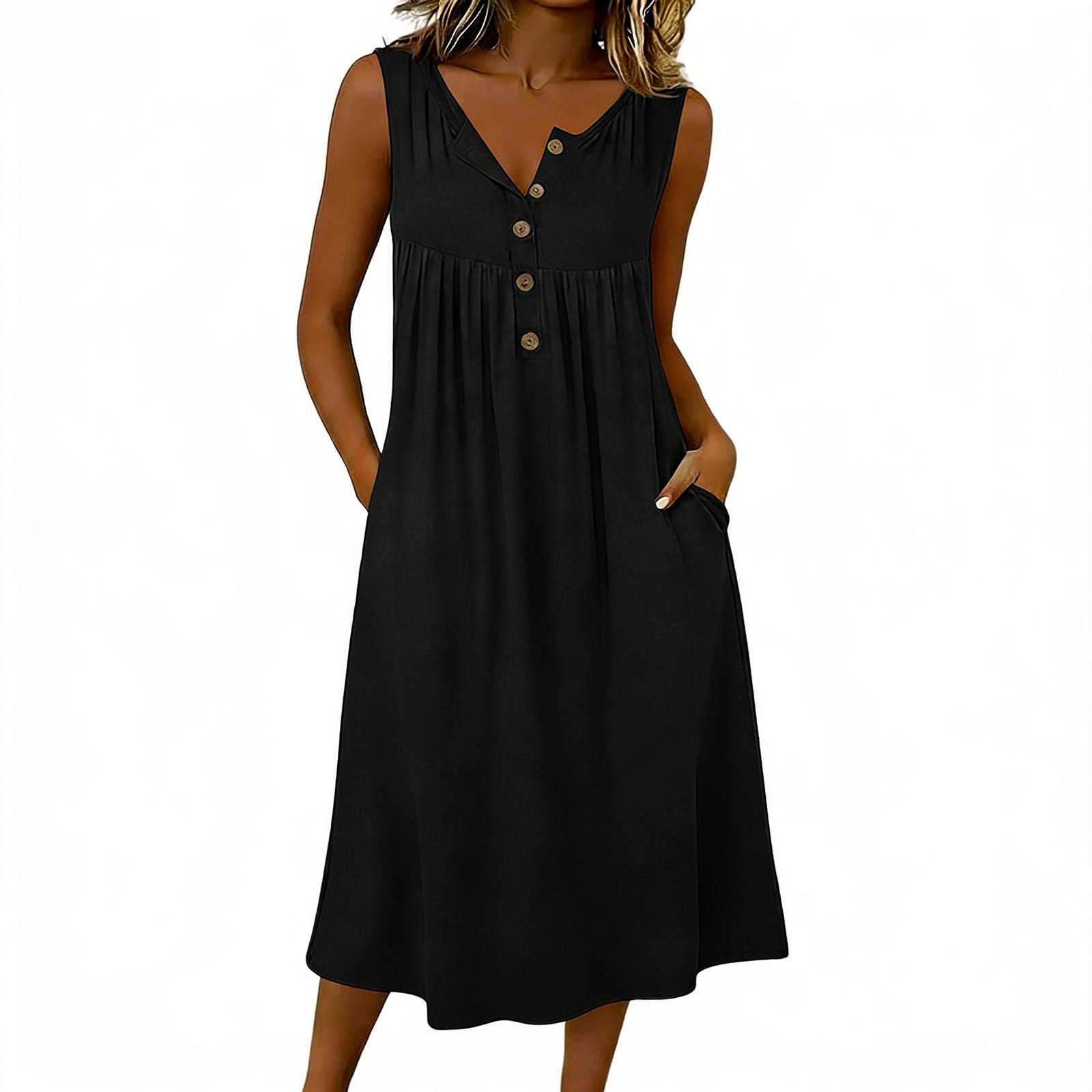 Women s Fashionable Loose-Fit -Color Casual Dress XXL чёрный