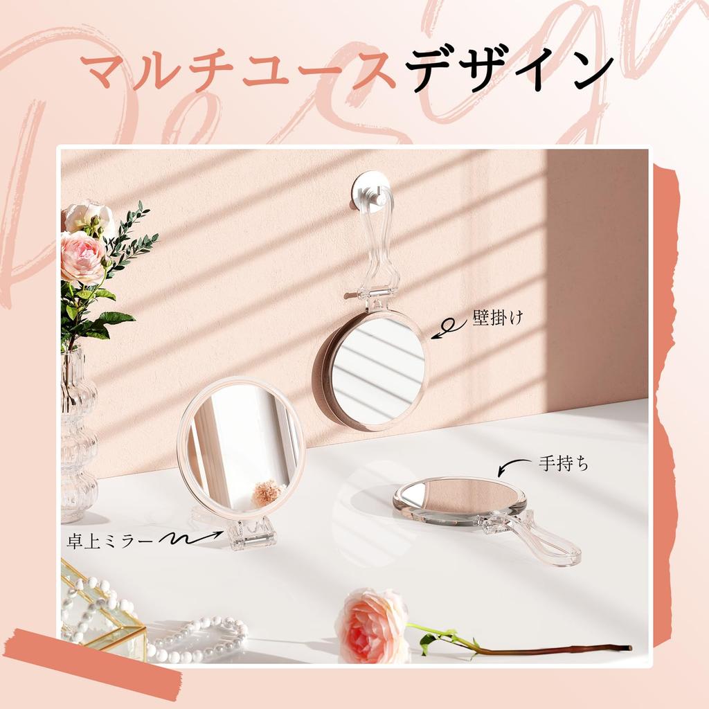 Auxmir Handheld Magnifying 30x and 1x Foldable with Stand and Hand Hanging Mirror with Easy to Clear Mirror, Magnification, Mirror, Mirror,