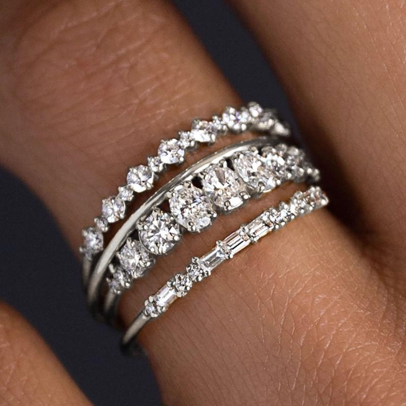 

Huitan 4Pcs/Set Stackable Rings for Women Luxury Trendy AA Cubic Zirconia Female Rings Wedding Set Zircon Drop Shipping 8