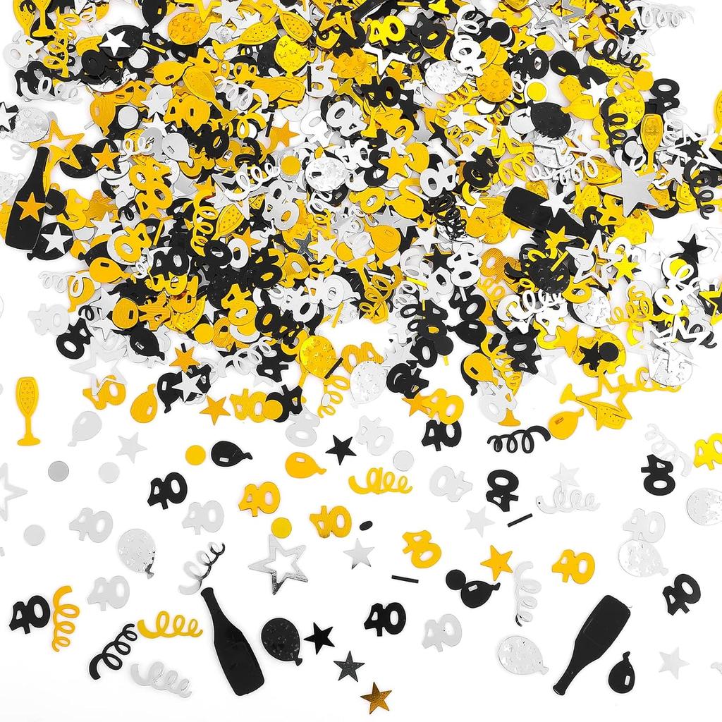 3000 Pieces Birthday Confetti Number 90 Glitter Confetti Birthday Cake Confetti Table Confetti Black Gold and Silver Party Decorations Supplies for