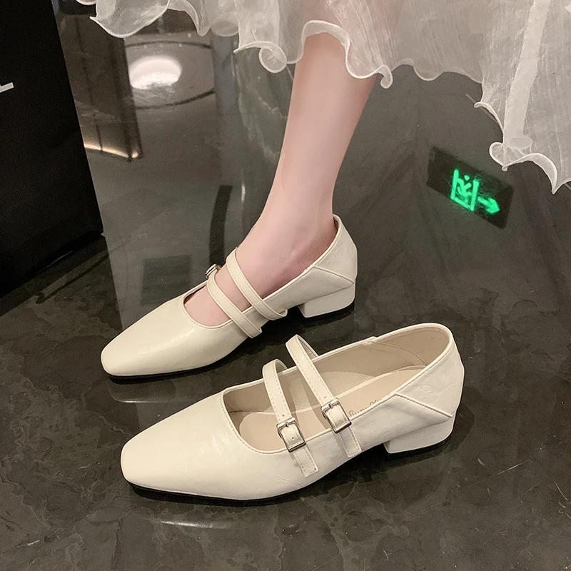 Fashion Patent Leather Mary Janes Shoes 2024 Summer New Fashion Square Toe Women's Pumps Comfortable Chunky Heel Ladies Single Shoes