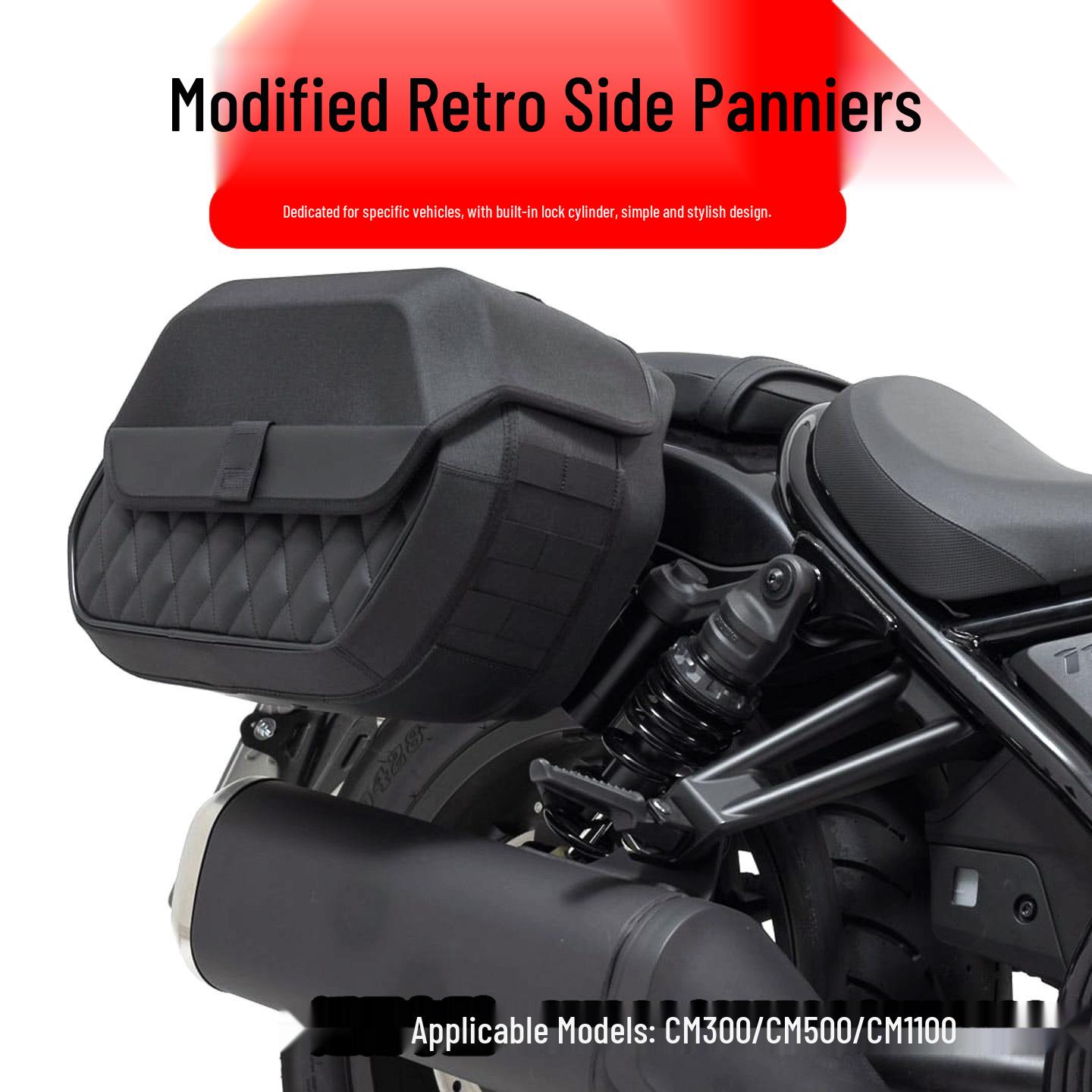 

Compatible with Honda CM500/CM300/CM1100 Retro Side Box & Bag Accessories чёрный