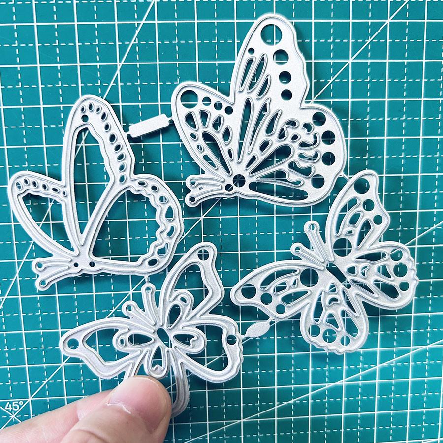 4ks/sada Motýli Kovové řezací šablony Šablona pro DIY Scrapbooking Fotoalbum Embosování Papírové karty Řemesla Výřezy